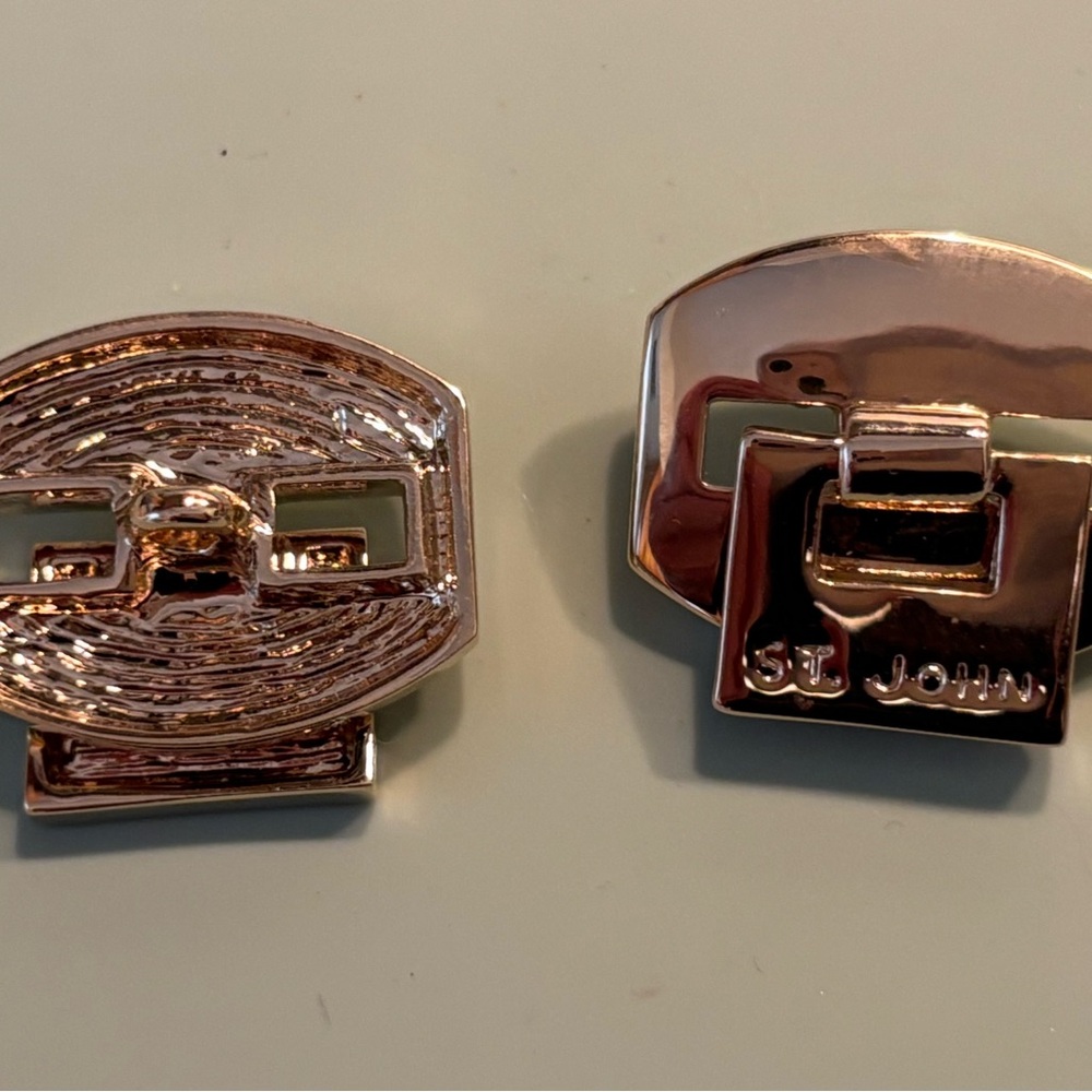 St. John 1” gold-tone signature buttons (lot of two)